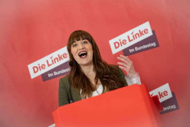 Parliamentary group leader Heidi Reichinnek during her press statement The Left Party statement in the German Bundestag at the beginning of the session week, Berlin Berlin Germany LOCATION