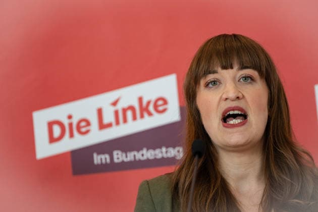 Parliamentary group leader Heidi Reichinnek during her press statement The Left Party statement in the German Bundestag at the beginning of the session week, Berlin Berlin Germany LOCATION