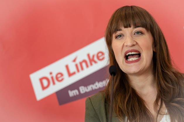 Parliamentary group leader Heidi Reichinnek during her press statement The Left Party statement in the German Bundestag at the beginning of the session week, Berlin Berlin Germany LOCATION