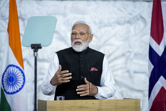 Nordic Indian summit Oslo 20260519 Indian Prime Minister Narendra Modi at the press conference after the summit between India and the Nordic countries at Radhuset in Oslo Photo Stian Lysberg Solum NTB POOL Oslo Norway DNKBR8Imy 0 EDITORIAL USE ONLY Ref POLDNKBR8Imy 0 jpg  Copyright: xStianxLysbergxSolumx xNTBx