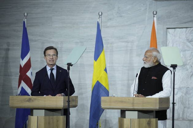 Nordic Indian summit Oslo 20260519 Swedish Prime Minister Ulf Kristersson and Indian President Narendra Modi at the press conference after the summit between India and the Nordic countries at Radhuset in Oslo Photo Stian Lysberg Solum NTB POOL Oslo Norway KL5GorTg1 M EDITORIAL USE ONLY Ref POLKL5GorTg1 M jpg  Copyright: xStianxLysbergxSolumx xNTBx