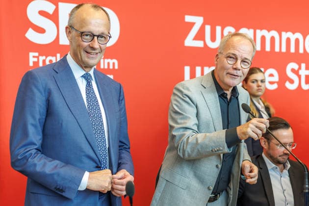 Statement SPD Federal Chancellor Friedrich Merz CDU and Matthias Miersch SPD before the parliamentary group meeting on 19 05 26 in Berlin Berlin Berlin Germany Reichstag