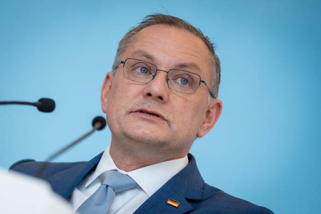 Party and parliamentary group leader Tino Chrupalla during the press statement at parliamentary group level in the German Bundestag Press statement by the AfD party and parliamentary group leader in the German Bundestag at the beginning of the session week, Berlin Berlin Germany Bundestag