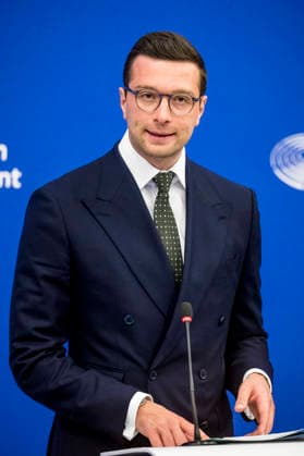 May 19, 2026: Jordan Bardella, President of the Patriots for Europe group, attends a briefing at the European Parliament in Strasbourg, France, 19.05.2026  - ZUMAw80_ 20260519_faf_w80_011 Copyright: xWiktorxDabkowskix