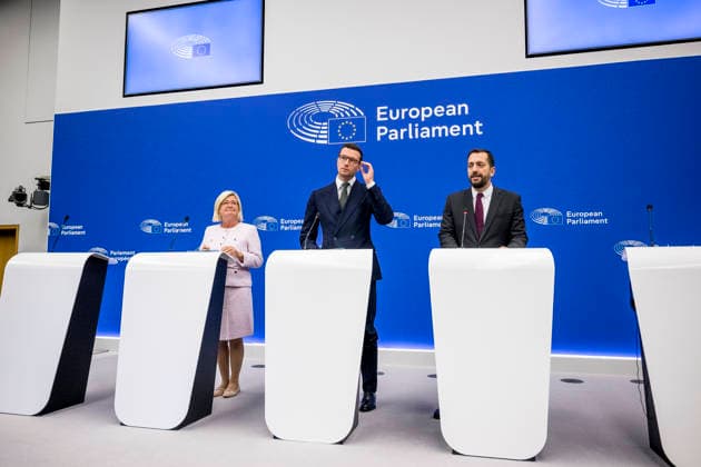 May 19, 2026: Jordan Bardella, President of the Patriots for Europe group, attends a briefing at the European Parliament in Strasbourg, France, 19.05.2026  - ZUMAw80_ 20260519_faf_w80_012 Copyright: xWiktorxDabkowskix