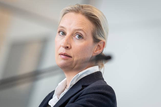 Party and parliamentary group leader Alice Weidel during the press statement at the parliamentary group level of the German Bundestag Press statement by the AfD party and parliamentary group leader in the German Bundestag at the beginning of the session week, Berlin Berlin Germany Bundestag