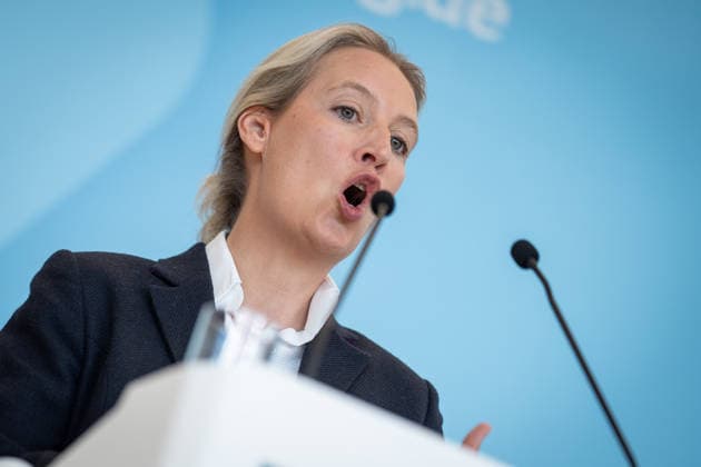 Party and parliamentary group leader Alice Weidel during the press statement at the parliamentary group level of the German Bundestag Press statement by the AfD party and parliamentary group leader in the German Bundestag at the beginning of the session week, Berlin Berlin Germany Bundestag