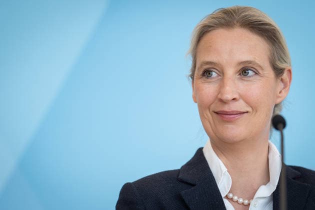 Party and parliamentary group leader Alice Weidel during the press statement at the parliamentary group level of the German Bundestag Press statement by the AfD party and parliamentary group leader in the German Bundestag at the beginning of the session week, Berlin Berlin Germany Bundestag