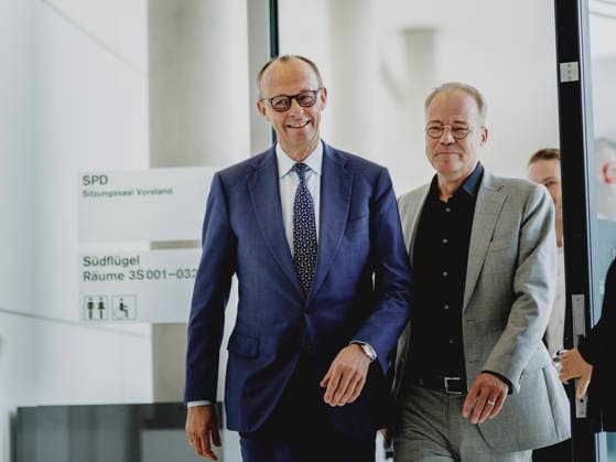 L R Friedrich Merz CDU , Federal Chancellor, and Matthias Miersch, leader of the SPD parliamentary group in the German Bundestag, pictured before the SPD parliamentary group meeting in Berlin, 19 05 2026 Berlin Germany Copyright: xFlorianxGaertnerx