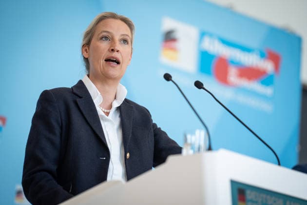 Party and parliamentary group leader Alice Weidel during the press statement at the parliamentary group level of the German Bundestag Press statement by the AfD party and parliamentary group leader in the German Bundestag at the beginning of the session week, Berlin Berlin Germany Bundestag