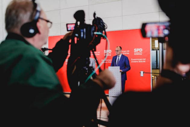 Friedrich Merz CDU , Federal Chancellor, recorded during a press statement before the SPD parliamentary group meeting in Berlin, 19 05 2026 Berlin Germany Copyright: xFlorianxGaertnerx