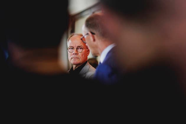 R L Friedrich Merz CDU , Federal Chancellor, and Matthias Miersch, leader of the SPD parliamentary group in the German Bundestag, recorded during a press statement before the SPD parliamentary group meeting in Berlin, 19 05 2026 Berlin Germany Copyright: xFlorianxGaertnerx