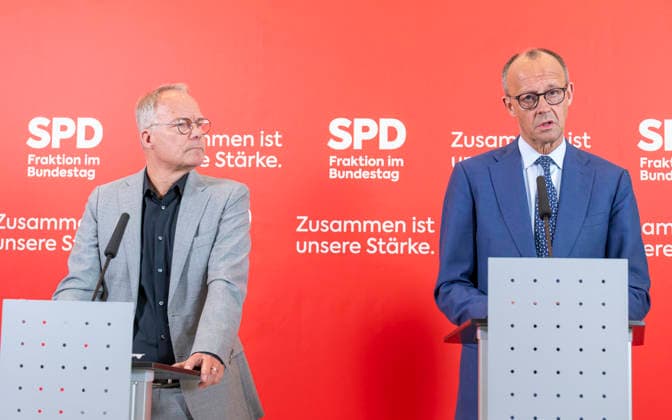 Friedrich Merz EUR, Germany, Berlin 19 05 2026 Federal Chancellor Friedrich Merz CDU visits the SPD parliamentary group in the Bundestag Press statement before the parliamentary group meeting with parliamentary group chairman Matthias Miersch SPD