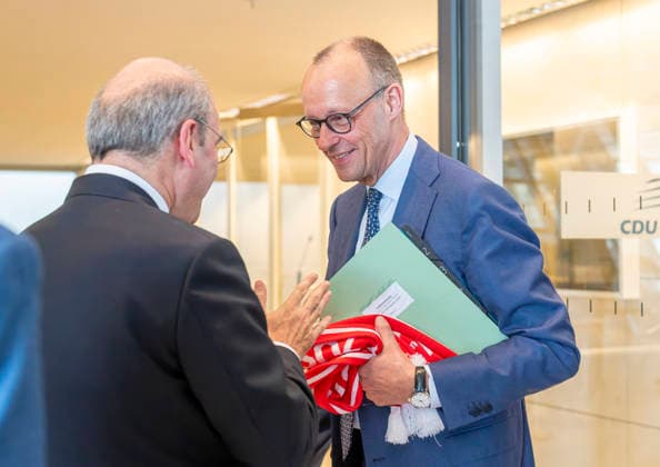 Friedrich Merz EUR, Germany, Berlin 19 05 2026 Federal Chancellor after visiting the SPD parliamentary group in the Bundestag No comment after the parliamentary group meeting with parliamentary group chairman Matthias Miersch SPD