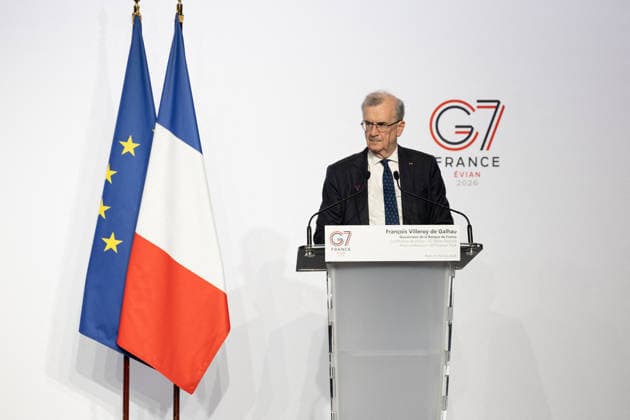 Press conference during the G7 Finance Ministers - Paris Governor of the Bank of France François Villeroy de Galhau during a press conference on the sidelines of a G7 Finance Ministers and Central Bank Governors meeting to prepare the summit of heads of State and government to be held in Evian in June, in Paris on May 19, 2026. Photo by Raphael Lafargue ABACAPRESS.COM Paris France  Copyright: xLafarguexRaphael ABACAx