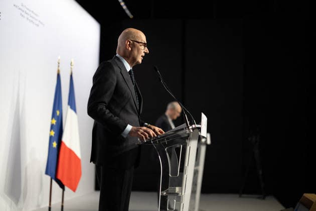 Press conference during the G7 Finance Ministers - Paris French Economy, Finances and Industry Minister Roland Lescure during a press conference on the sidelines of a G7 Finance Ministers and Central Bank Governors meeting to prepare the summit of heads of State and government to be held in Evian in June, in Paris on May 19, 2026. Photo by Raphael Lafargue ABACAPRESS.COM Paris France  Copyright: xLafarguexRaphael ABACAx