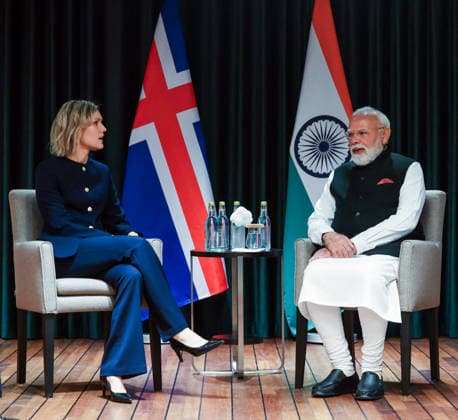 PM Modi holds a meeting with Iceland PM Kristrun Frostadottir Oslo Norway , May 19 (ANI): Prime Minister Narendra Modi holds a bilateral meeting with Iceland Prime Minister Kristrun Frostadottir ahead of India-Nordic Summit, in Oslo on Tuesday. (Narendra Modi Photo Gallery ANI Photo) Oslo Norway Copyright: xANIx ANI_20260519105