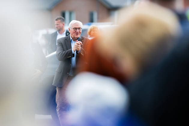 19 05 2026 Frank Walter Steinmeier in Herzebrock Clarholz On the occasion of the Germany-wide day of honor for the birthday of the Basic Law, the Federal President visits numerous join-in activities nationwide here at the club grounds of Herzebrocker SV in Herzebrock Clarholz during the welcome , Herzebrock Nordrhein Westfalen Germany Herzebrocker Sportverein