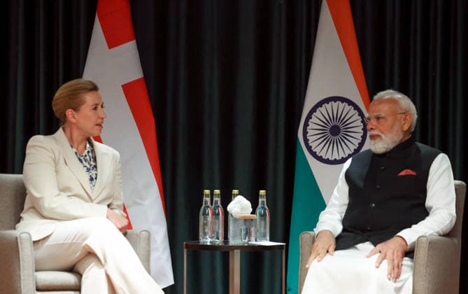 RECORD DATE NOT STATED PM Modi holds a meeting with Denmark PM Mette Frederiksen Oslo Norway , May 19 (ANI): Prime Minister Narendra Modi holds a bilateral meeting with Denmark Prime Minister Mette Frederiksen ahead of India-Nordic Summit, in Oslo on Tuesday. (Narendra Modi Photo Gallery ANI Photo) Oslo Norway Copyright: xANIx ANI_20260519188