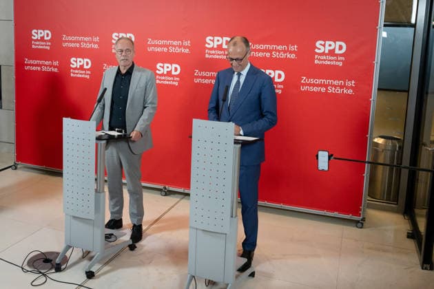SPD, parliamentary group, Matthias Miersch, Federal Chancellor, Friedrich Merz parliamentary group level, Bundestag, press statement, SPD, parliamentary group, parliamentary group chairman, Matthias Miersch, Federal Chancellor, Friedrich Merz Berlin Berlin GER