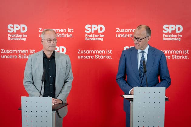SPD, parliamentary group, Matthias Miersch, Federal Chancellor, Friedrich Merz parliamentary group level, Bundestag, press statement, SPD, parliamentary group, parliamentary group chairman, Matthias Miersch, Federal Chancellor, Friedrich Merz Berlin Berlin GER