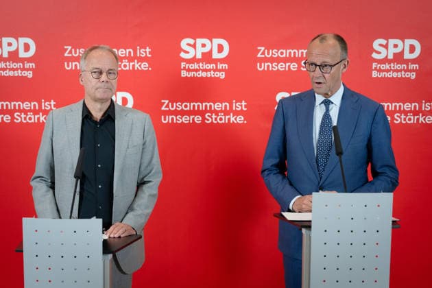 SPD, parliamentary group, Matthias Miersch, Federal Chancellor, Friedrich Merz parliamentary group level, Bundestag, press statement, SPD, parliamentary group, parliamentary group chairman, Matthias Miersch, Federal Chancellor, Friedrich Merz Berlin Berlin GER
