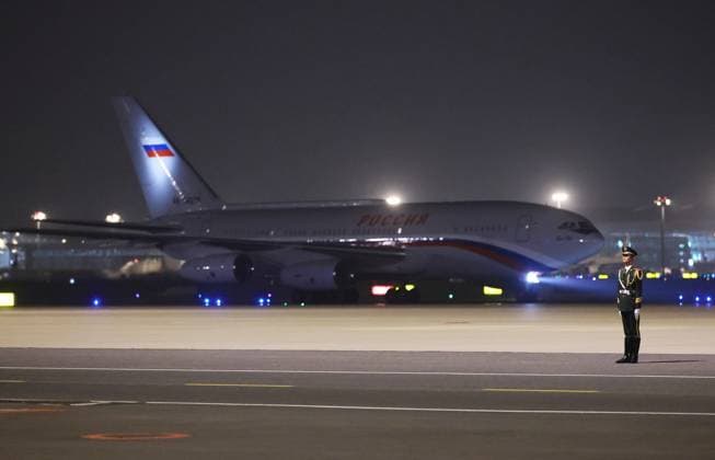 China Russia 9168934 19.05.2026 The plane carrying Russian President Vladimir Putin taxis on the tarmac after landing at Beijing Capital International Airport, China. Putin will pay an official visit to China on May 19-20 at the invitation of Chinese President Xi Jinping. Vladimir Smirnov Sputnik Beijing China  Copyright: xVladimirxSmirnovx