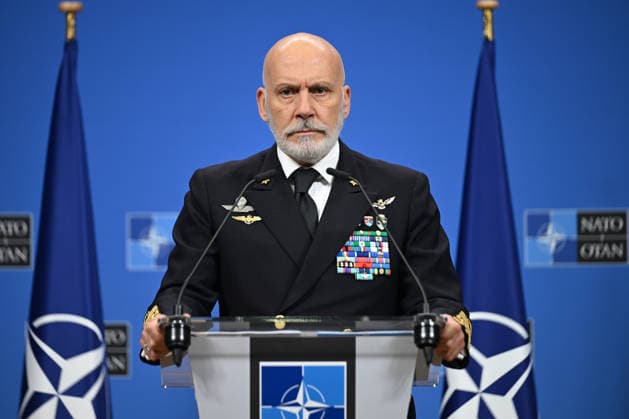 NATO Military Committee in Chiefs of Defence Session in Brussels BRUSSELS, BELGIUM - MAY 19: Chairman of the Military Committee (CMC) Admiral Giuseppe Cavo Dragone speaks during a joint press conference at the NATO Headquarters in Brussels, Belgium on May 19, 2026. The media briefing follows the NATO Military Committee in Chiefs of Defence Session, which also featured Commander of Supreme Allied Command Europe (SACEUR) General Alexus G. Grynkewich and Supreme Allied Commander Transformation (SACT) Admiral Pierre Vandier addressing regional security issues. Dursun Aydemir Anadolu Brussels Belgium. Editorial use only. Please get in touch for any other usage.  Copyright: x2026xAnadoluxDursunxAydemirx