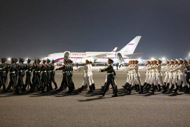 CHINA, BEIJING - MAY 19, 2026: Honour Guard soldiers are seen during a ceremony marking the arrival of Russia s President Putin at Beijing Capital International Airport (Shoudu). Russian President Putin s official visit to China coincides with the 25th anniversary of the Treaty of Good-Neighbourliness and Friendly Cooperation Between the People s Republic of China and the Russian Federation, which was signed on 16 July, 2001. Vladimir Smirnov TASS  92744823