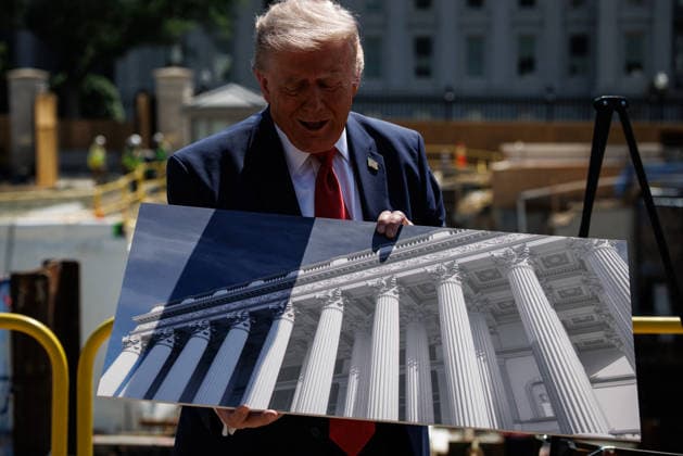 DC: U.S. President Donald Trump Speaks About New East Wing U.S. President Donald Trump speaks to the press about the new East Wing next to the construction site at the White House on May 19, 2026 in Washington, D.C. (Photo by Samuel Corum Pool ABACAPRESS.COM) Washington DC United States  Copyright: xPool ABACAx