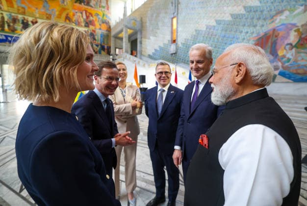Politics, Diplomacy, Government PM meeting with the Prime Minister of Denmark, Ms. Mette Frederiksen in Oslo, Norway on May 19, 2026. India and the Nordic nations come together with a shared vision for innovation, green growth and global partnership as PM Narendra Modi meets Nordic leaders at the India Nordic Summit. Norway Copyright: xSeshadrixSukumarx