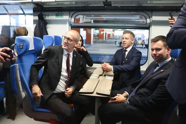 Hungarian PM Peter Magyar in Poland on his first international trip KRAKOW, POLAND - MAY 19: Hungarian Prime Minister Peter Magyar in the train to Warsaw during his first international trip in Krakow, Poland on May 19, 2026. Magyar began a two-day visit to Poland aimed at restoring bilateral ties strained by his predecessor s close relations with Moscow during Russia s attacks on Ukraine. Jakub Porzycki Anadolu Krakow Poland. Editorial use only. Please get in touch for any other usage.  Copyright: x2026xAnadoluxJakubxPorzyckix
