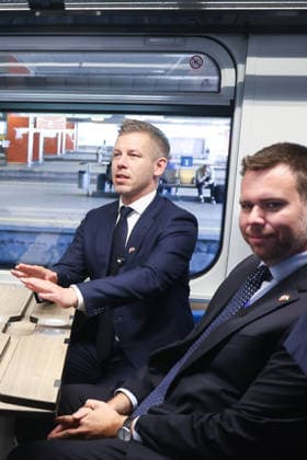Hungarian PM Peter Magyar in Poland on his first international trip KRAKOW, POLAND - MAY 19: Hungarian Prime Minister Peter Magyar in the train to Warsaw during his first international trip in Krakow, Poland on May 19, 2026. Magyar began a two-day visit to Poland aimed at restoring bilateral ties strained by his predecessor s close relations with Moscow during Russia s attacks on Ukraine. Jakub Porzycki Anadolu Krakow Poland. Editorial use only. Please get in touch for any other usage.  Copyright: x2026xAnadoluxJakubxPorzyckix