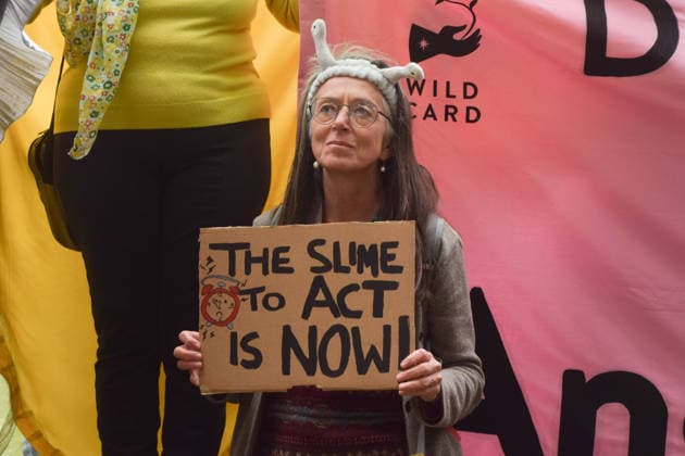 May 19, 2026, London, England, United Kingdom: Activists wearing slug costumes gather in Parliament Square during the march for ancient woodland restoration. Organised by the campaign group Wild Card, the protesters marched to the Department for Environment, Food and Rural Affairs (DEFRA) calling on the government to restore so-called ghost woods , remains of ancient ecosystems buried beneath timber plantations. London United Kingdom - ZUMAv130 20260519_zip_v130_059 Copyright: xVukxValcicx