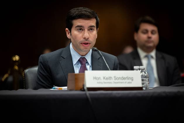 Senate Labor Department Hearing WASHINGTON, DC - MAY 19: Acting Secretary of Labor Keith Sonderling testifies during a Senate Committee on Appropriations, Subcommittee on Departments of Labor, Health and Human Services, and Education, and Related Agencies hearing at the Dirksen Senate Office Building in Washington, DC on May 19, 2026. Nathan Posner Anadolu Washington DC United States. Editorial use only. Please get in touch for any other usage.  Copyright: x2026xAnadoluxNathanxPosnerx