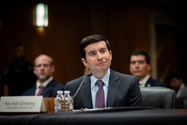 Senate Labor Department Hearing WASHINGTON, DC - MAY 19: Acting Secretary of Labor Keith Sonderling testifies during a Senate Committee on Appropriations, Subcommittee on Departments of Labor, Health and Human Services, and Education, and Related Agencies hearing at the Dirksen Senate Office Building in Washington, DC on May 19, 2026. Nathan Posner Anadolu Washington DC United States. Editorial use only. Please get in touch for any other usage.  Copyright: x2026xAnadoluxNathanxPosnerx