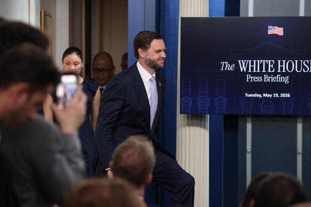 DC: White House Press Briefing with Vice President JD Vance U.S. Vice President JD Vance holds a press briefing in the James S. Brady Press Briefing Room at the White House on May 19, 2026 in Washington, D.C. (Photo by Samuel Corum Pool ABACAPRESS.COM) Washington, DC United States  Copyright: xPool ABACAx