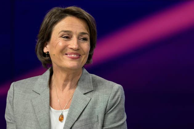 v l Sandra Maischberger, GER, Berlin, Studio, as a guest on Maischberger, political talk show, TV, format, with presenter Sandra Maischberger, Das Erste, from Adlershof Am Studio 20, May 19, 2026, Copyright: HMBxMedia UwexKoch