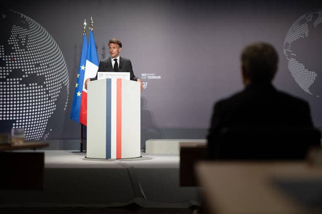 Emmanuel Macron attends the No Money for Terror conference - Paris French President Emmanuel Macron delivers a speech during the 5th No Money for Terror conference on the sidelines of the G7 finance ministers meeting aimed at cutting off financing of terrorism through organised crime, in Paris on May 19, 2026. Photo by Raphael Lafargue ABACAPRESS.COM Paris France  Copyright: xLafarguexRaphael ABACAx