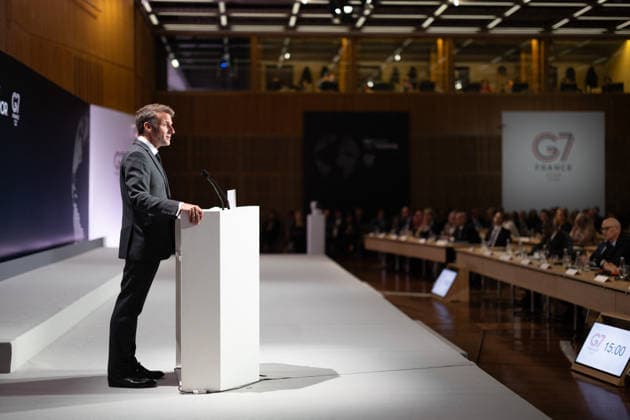 Emmanuel Macron attends the No Money for Terror conference - Paris French President Emmanuel Macron delivers a speech during the 5th No Money for Terror conference on the sidelines of the G7 finance ministers meeting aimed at cutting off financing of terrorism through organised crime, in Paris on May 19, 2026. Photo by Raphael Lafargue ABACAPRESS.COM Paris France  Copyright: xLafarguexRaphael ABACAx