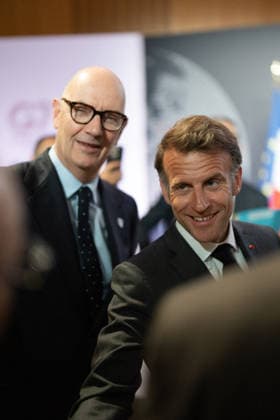 Emmanuel Macron attends the No Money for Terror conference - Paris French President Emmanuel Macron, French Minister of the Economy, Finance and Industrial, Energy and Digital Sovereignty Roland Lescure during the 5th No Money for Terror conference on the sidelines of the G7 finance ministers meeting aimed at cutting off financing of terrorism through organised crime, in Paris on May 19, 2026. Photo by Raphael Lafargue ABACAPRESS.COM Paris France  Copyright: xLafarguexRaphael ABACAx