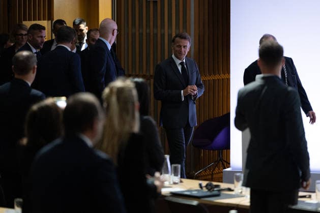 Emmanuel Macron attends the No Money for Terror conference - Paris French President Emmanuel Macron delivers a speech during the 5th No Money for Terror conference on the sidelines of the G7 finance ministers meeting aimed at cutting off financing of terrorism through organised crime, in Paris on May 19, 2026. Photo by Raphael Lafargue ABACAPRESS.COM Paris France  Copyright: xLafarguexRaphael ABACAx