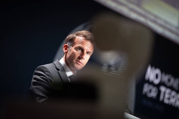 Emmanuel Macron attends the No Money for Terror conference - Paris French President Emmanuel Macron delivers a speech during the 5th No Money for Terror conference on the sidelines of the G7 finance ministers meeting aimed at cutting off financing of terrorism through organised crime, in Paris on May 19, 2026. Photo by Raphael Lafargue ABACAPRESS.COM Paris France  Copyright: xLafarguexRaphael ABACAx
