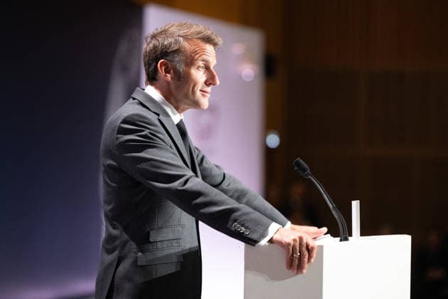 Emmanuel Macron attends the No Money for Terror conference - Paris French President Emmanuel Macron delivers a speech during the 5th No Money for Terror conference on the sidelines of the G7 finance ministers meeting aimed at cutting off financing of terrorism through organised crime, in Paris on May 19, 2026. Photo by Raphael Lafargue ABACAPRESS.COM Paris France  Copyright: xLafarguexRaphael ABACAx