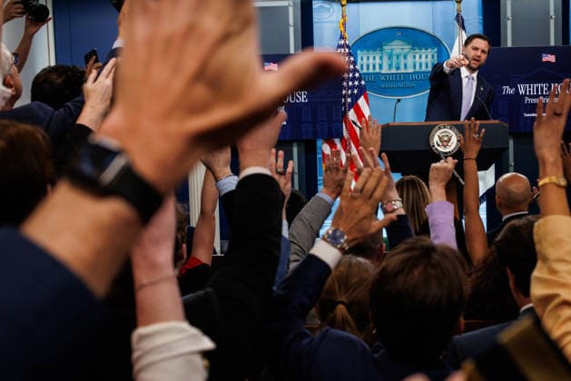 DC: White House Press Briefing with Vice President JD Vance United States Vice President JD Vance holds a press briefing in the James S Brady Press Briefing Room of the White House in Washington, DC, USA, on May 19, 2026. Credit: CNP AdMedia Washington District of Columbia United States of America EDITORIAL USE ONLY  Copyright: xx CNPx xAdMediax admphotostwo990867