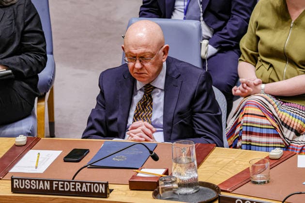 May 19, 2026, New York, New York, USA: VASSILY NEBENZIA Permanent Representative of The Russian Federation to the United Nations, attends a UN Security Council meeting on Ukraine at UNHQ, as members discuss the war in Ukraine and rising regional security concerns. New York USA - ZUMAo116 20260519_znp_o116_017 Copyright: xBiancaxOterox