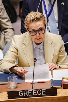 May 19, 2026, New York, New York, USA: AGLAIA BALTA, Permanent Representative of Greece to the United Nations, attends a UN Security Council meeting on Ukraine at UNHQ. New York USA - ZUMAo116 20260519_znp_o116_029 Copyright: xBiancaxOterox