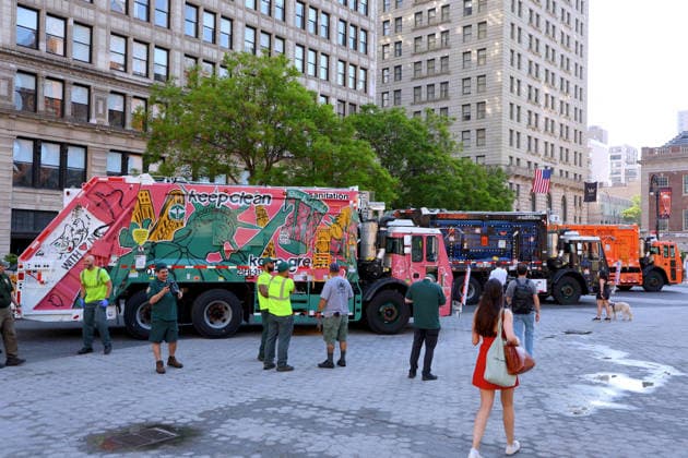 Annual Trucks Of Art Unveiled By Department Of Sanitation - NYC Annual trucks of art by New York City Department of Sanitation unveil today in New York, NY on May 19, 2026. Trucks of Art 2026 is a citywide public art program led by the NYC Department of Sanitation (DSNY) in partnership with the Sanitation Foundation. Artists will transform active sanitation trucks into large-scale, moving public artworks seen across all five boroughs. Photo by Charles Guerin ABACAPRESS.COM New York City NY United States  Copyright: xGuerinxCharles ABACAx