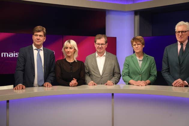 Christoph Schwennicke, Victoria Reichelt, Ralf Stegner, Veronika Grimm and Theo Koll on the ARD talk show maischberger in Studio Berlin Adlershof Berlin, 19 05 2026 Copyright: xAgenturxMatthiasxWehnertx xM.xGränzdörferx