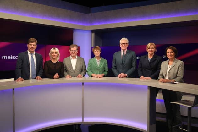 Christoph Schwennicke, Victoria Reichelt, Ralf Stegner, Veronika Grimm, Theo Koll, Julia Klöckner and Sandra Maischberger on the ARD talk show maischberger in Studio Berlin Adlershof Berlin, 19 05 2026 Copyright: xAgenturxMatthiasxWehnertx xM.xGränzdörferx